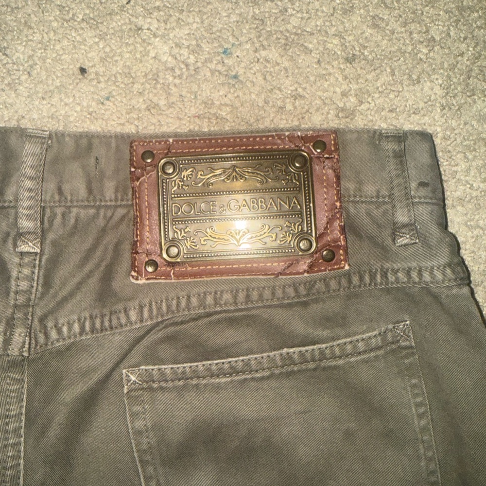 Dolce & Gabbana Taupe Trousers with Logo Patch